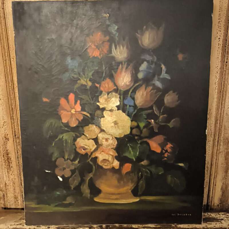 Bloemen olie op doek