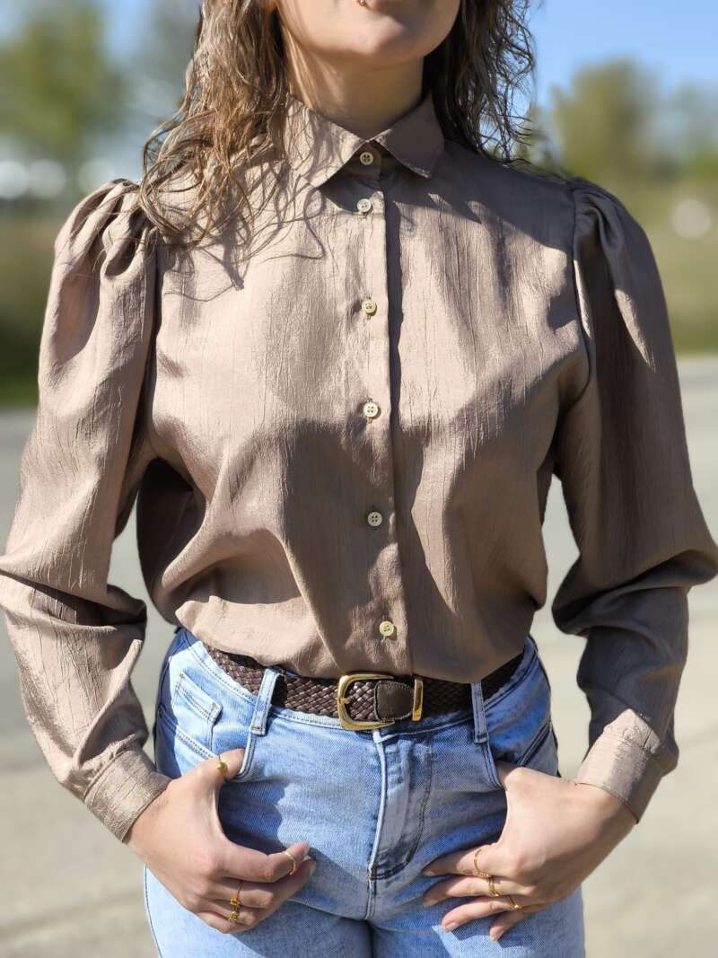 Vintage Poef Hemd Glans&Beige